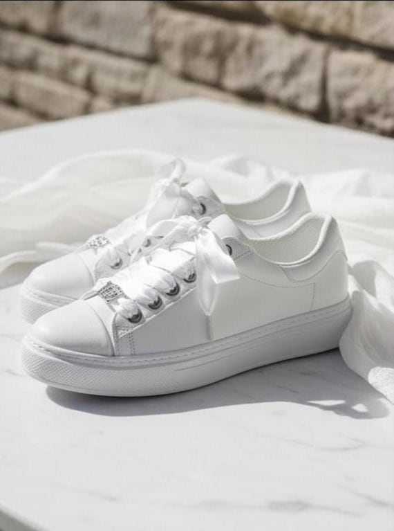 Personalized Bride Sneakers – Made to Order Wedding Trainers, Handmade Bridal Footwear, Unique Comfort Design
