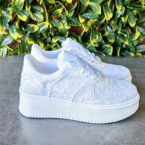 Perosnalized Wedding Sneakers Bridal ,Custom Bridal Shoes , Sneakers Shoes Flats bride shoes desinger , Custom Lace sneakers White or Ivory