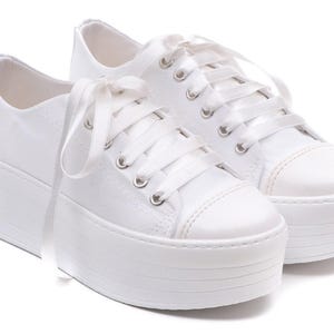 Bridal Shoes - White Customization, Personalized Wedding Sneakers, Flat Platform Options for Your Dream Day