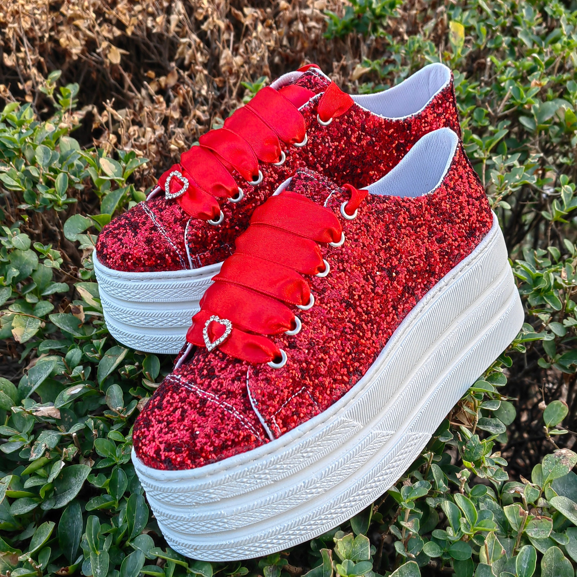 Comfy Red Sequin Canvas Sneakers, Custom Shoes for Women Sparkle, Wedding  Shower Gift, Bridesmaid Gift, Hand Decorated Christmas Gifts 