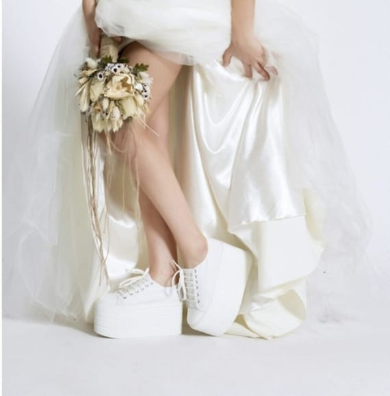 Bride Shoes Wedding Sneakers 10CM bridal shoes sport wedding dress shoes sole height options
