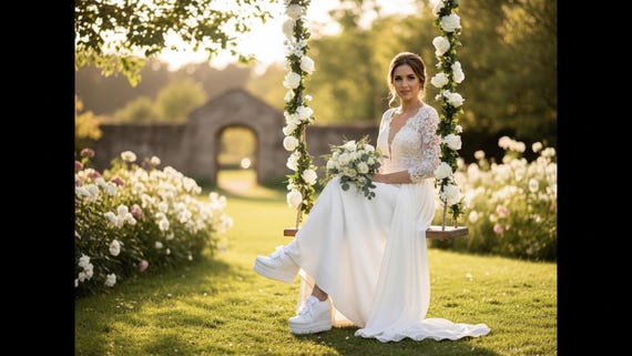 Customizable Bridal Wedge Sneakers, Women's Wedding Shoes