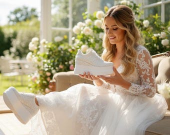 Bridesmaid wedding sneakers platform Personalized , wedge shoes Bridal wedding dress