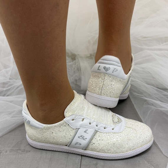 Custom Wedding Sneakers, Personalized Bridal Shoes, Handmade White Ecru  Bridal Sneakers for Bride