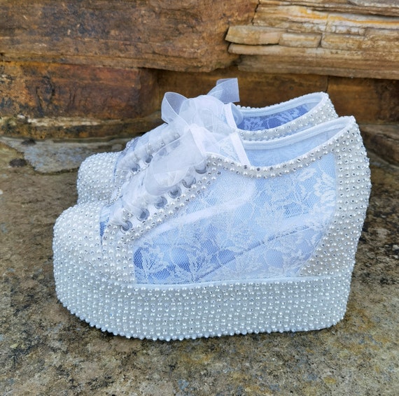 Bride Shoes HIDDEN HEEL for Bride Height Option Options Custom Sneakers Bridal Shoes for Reception Personalized