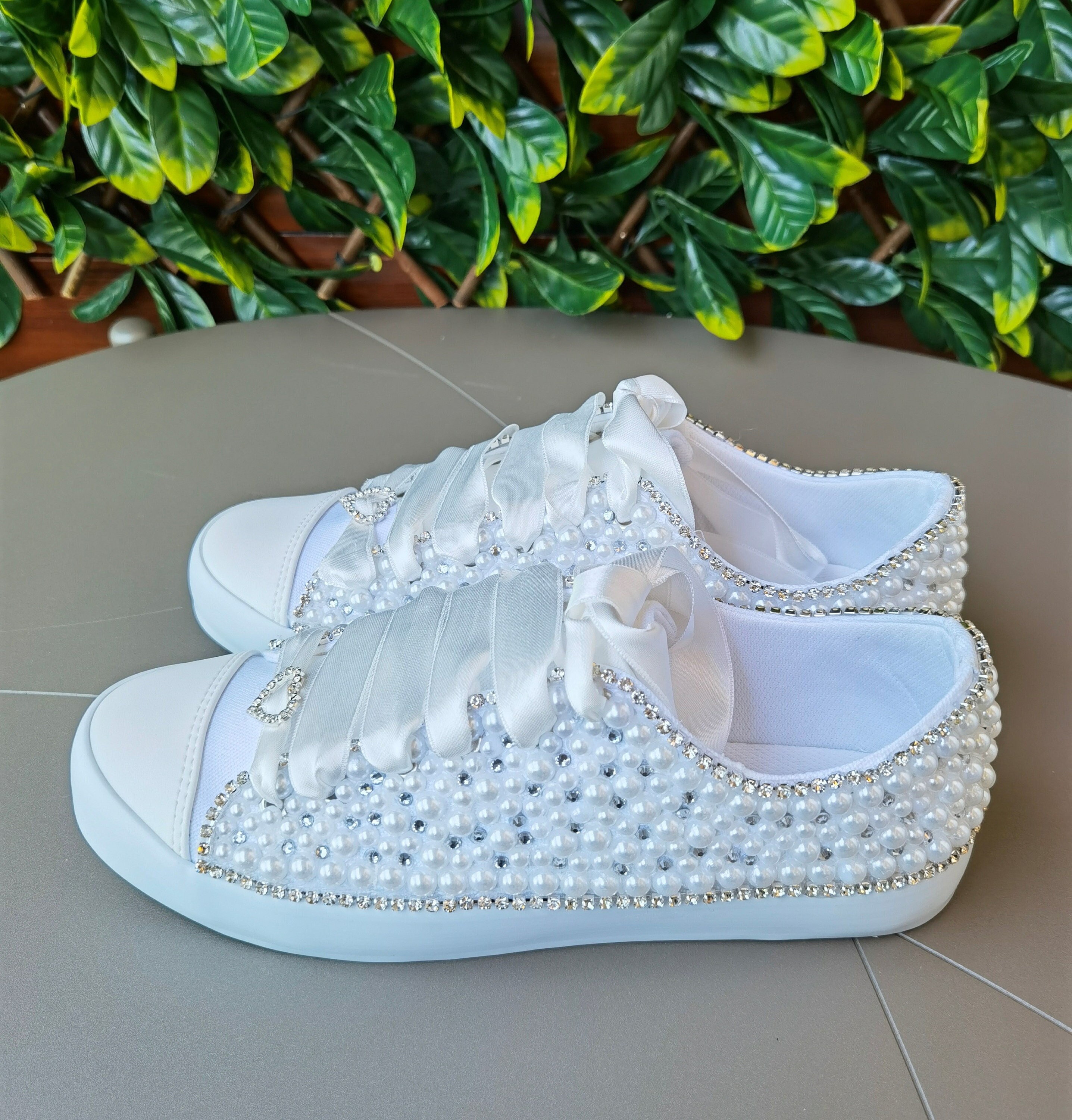 Personalize Pearl and Crystal Stone Bridal Sneakers Bling - Etsy