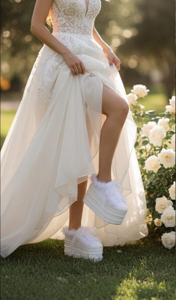 Feather Bridal Sneakers: Platform Wedding Shoes, Personalized Desing