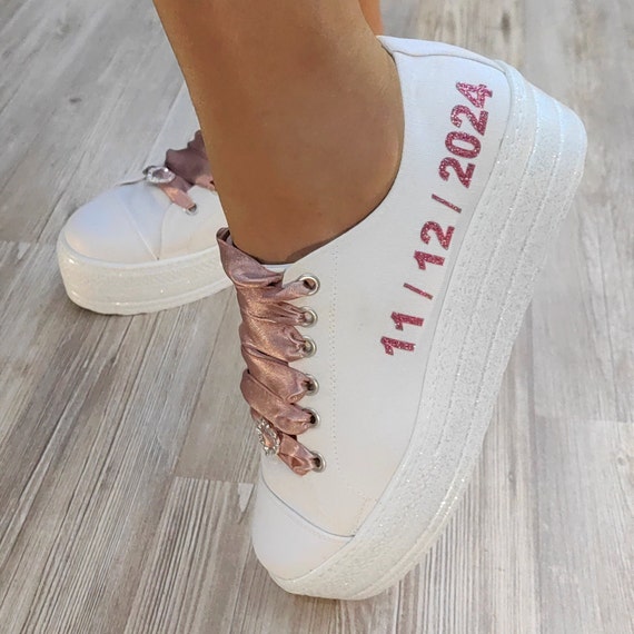 Customizable Party Shoes Bride and Shoes Glitter lettering Colors Stilo design Bridal Shoes personalized Laces and Shoes Text Colors **New**