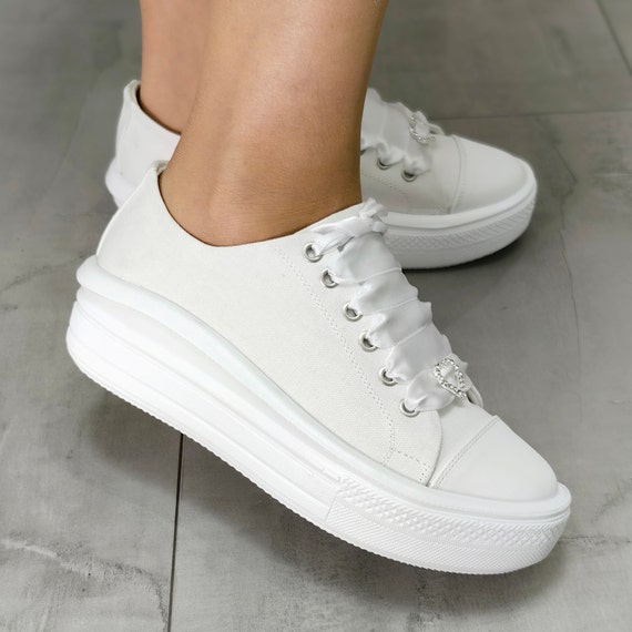 wedding shoes personalized wedding dress sneakers for brides white Bridal Sneakers Comfy custom shoes charms color prints Stilo Desing
