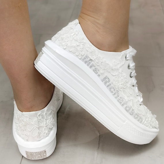 Bride shoes Personalized Wedding Sport Shoes lightened sole special white or ivory bridal shoes personalization options