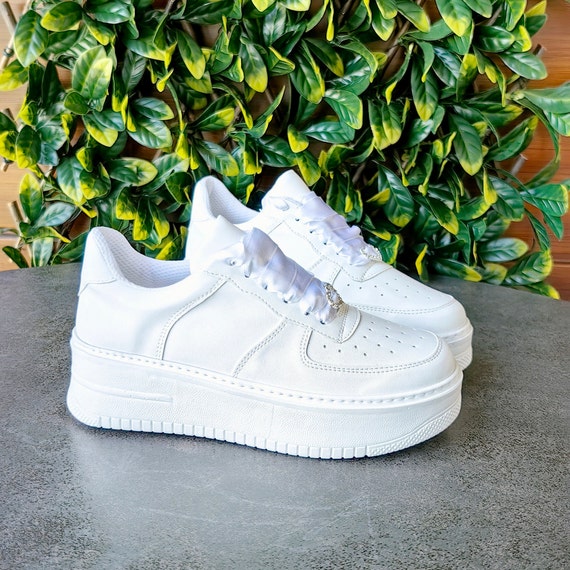 Custom Bridal Sneakers, Heart Buckle, Personalized Wedding Shoes