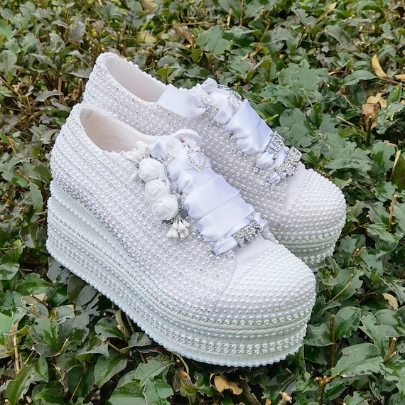 Customizable Bridal Shoes White Pearl or Ivory Options Wedding Shoes Party Bridal Shoes Height Options