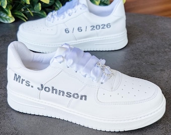Custom Wedding Sneakers, Personalized Bridal Shoes