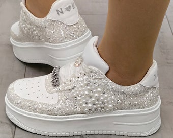 Wedding Bridal sneaker Personalized, custom wedding sneaker, wedding shoes for the Bride Sneaker , wedding sneakers for bride .Stilo Desing