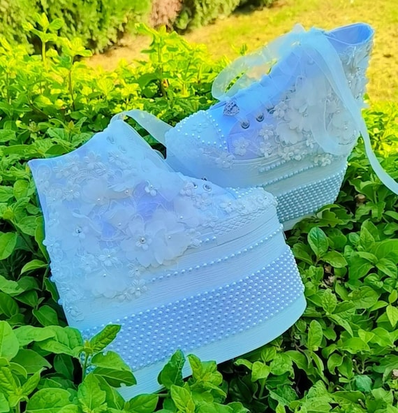 Bridal Shoes High Sole Lace Bridal Shoes Comfortable Padding Flat High Sole Height Options Picture :15cm