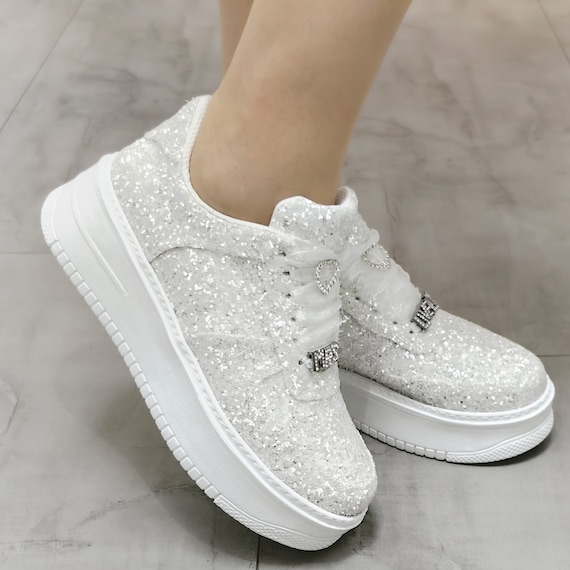 Bridal shoes Luxury quality More White Glitter Sports bridal shoes personalization options with color options whiter bride shoes