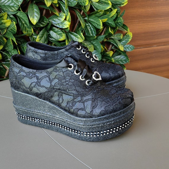 Black Lace Shoes wedge bride shoes new design shoes wedding dress black bridal wedge sport shoes comfortable  bridal black