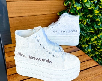Customizable Wedding Platform Sneakers, Bridal Shoes