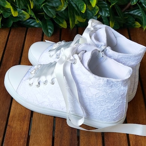 White Lace Bridal  Customization Options Tennis Bridal Shoes Bridal Shoes
