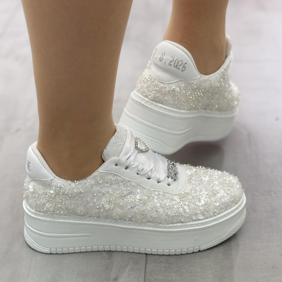 Bridal Shoes Custom Designed for Dance and Elegance Comfort Special Glitter Handcrafted Shoe Design Wedding Sneakers Custom Desinger NEW