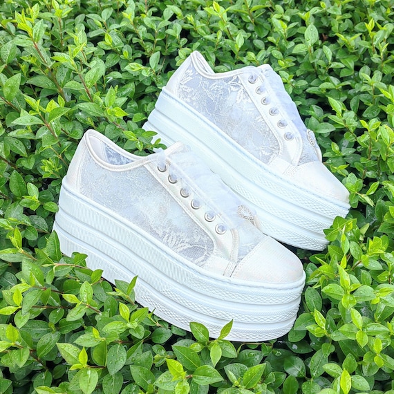 Bride Shoes Customize Ivory Lace  7CM Flat Platform Bridal Party Shoes New Sole Lightweight and Comfortable Height options New