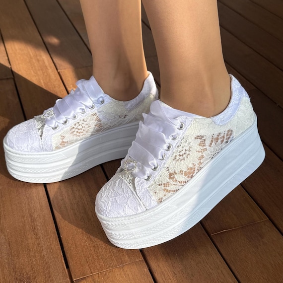 Wedding Shoes, Comfortable Lace Design, Stilo Bridal Shoes, Custom Platform Heel Bride Shoe Desing