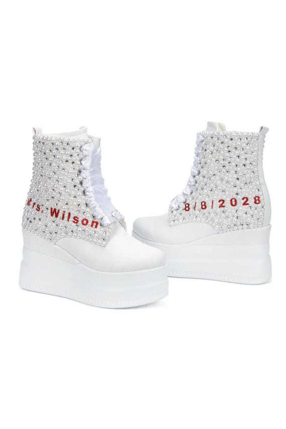 Bridal boots, Custom Crystal stones ,Pearl Details in desired colors ,wedding personalized boots