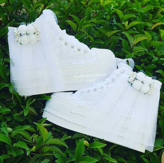 Bridal Shoes - New Design Floral Long Top, Ivory & White Options, Free Customization Available, Perfect for Weddings