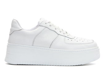 Custom Leather Platform Sneakers - Personalized Bridal Shoes