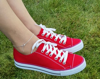 red converse like shoes