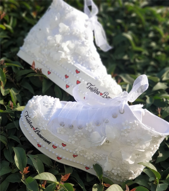 Bridal Shoes Can Be Customized Optional Customization High Sole  Special Lace and Pearls White Height Options (Picture: 6cm )