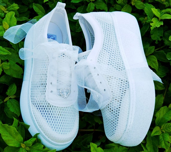 Sports Bridal Shoes Very Comfortable Bridal Shoes Special Knit Mesh Ivory and White Matching Comfort and Sports lace