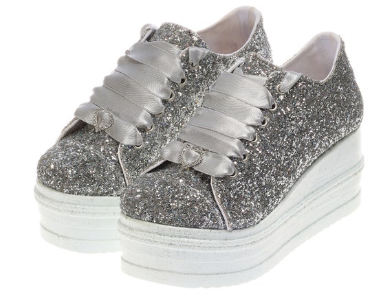 Bridal Shoes - Personalized Wedding Dress Shoes with Color Selection, Handmade Wedge Heels, Sparkly Glitter Heels for Brides