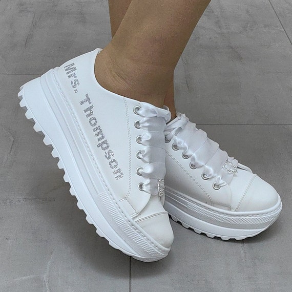 Custom Design White or Ivory Shoes for Brides Wedding Party Shoes Personalized Sneakers Bridal Shoes Handmade custom Shoes