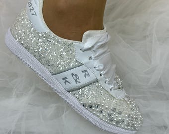Bridal Wedding Sneakers , Glitter , Cristal Stone , Personalized , Custom Shoes for bride Gift Luxay Desing