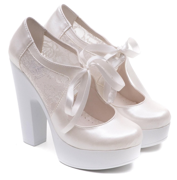Bridal Shoes | Elegant Heeled Design with Height Options | Simple & Classic Lace Wedding Footwear