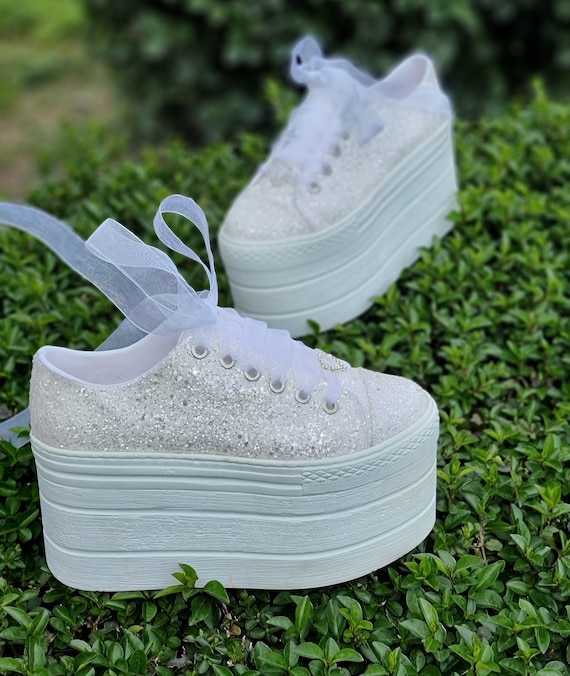 Wedding Shoes for Brides Sport  10 cm height Stilo Desing Shoes Flats Platform Sneakers Wedding for bride shoes Customize Bridesmaid Shoes