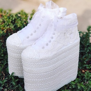 Special design for the high-soled flat-high-soled bride, the height and comfort you want at the forefront White shoes bridesmaid