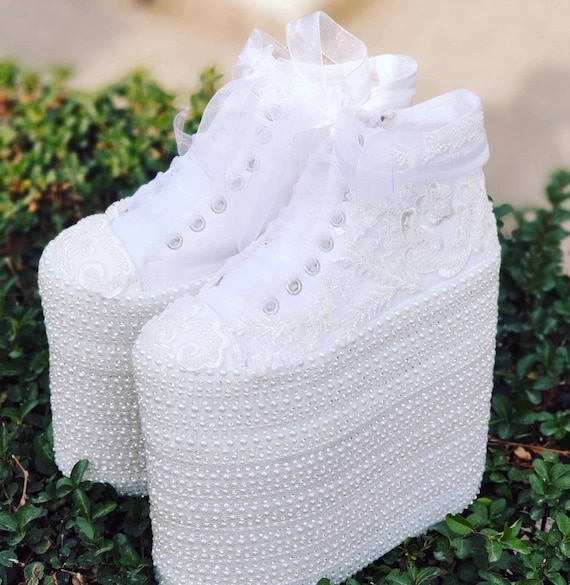 Special design for the high-soled flat-high-soled bride, the height and comfort you want at the forefront White shoes bridesmaid