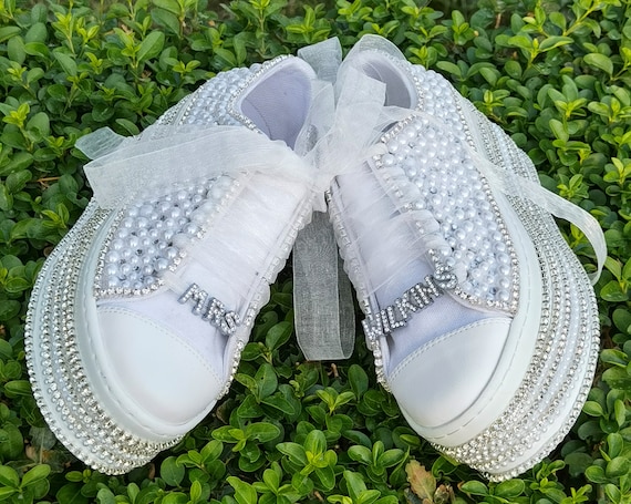 Bridal Shoes Pearls Crystal Stones and Wedding Shoes ,Party Shoes Luxury Shoes Comfortable and Personalized