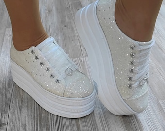 Bridal Shoes Glitter New Lightened Base 7CM Height Custom Stilo