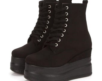 Customizable Platform Boots, Glitter Prints, Women's Boots