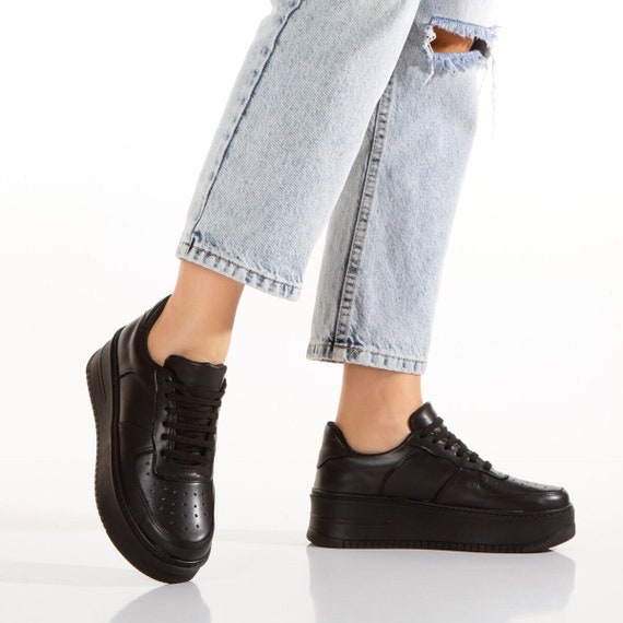 Shoes - Personalized Women's Leather Sneakers, Real Calf Leather Custom Footwear, Unique Style , Comfort