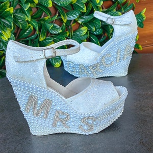 White glitter sale wedges