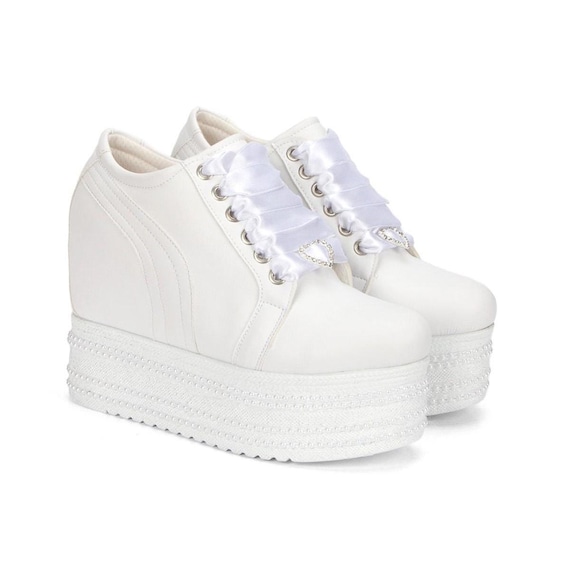 Bridal Shoes Hidden Heel Women's Wedding Sports Shoes, High Heel, Special Design, Customizable, Different Height Options Personalized Shoe