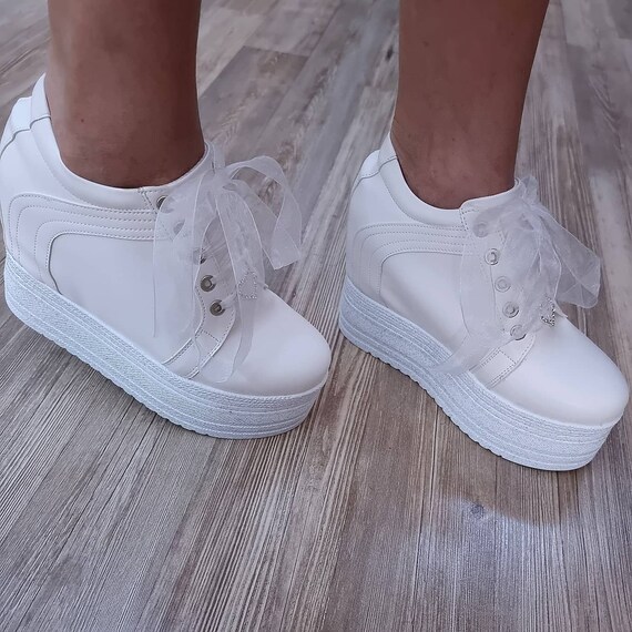 payless white platform sneakers