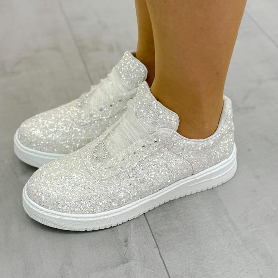Personalized, Wide Mold, Glittery Sneakers , Custom Color, Bride Custom Material and Design Works Bridal Shoes, Quality Luxary Wedding Shoes