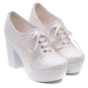 Wedding Dress Shoes - Luxury White Lace Bridal Shoes, Comfortable 10cm Height, Perfect for Weddings & Parties