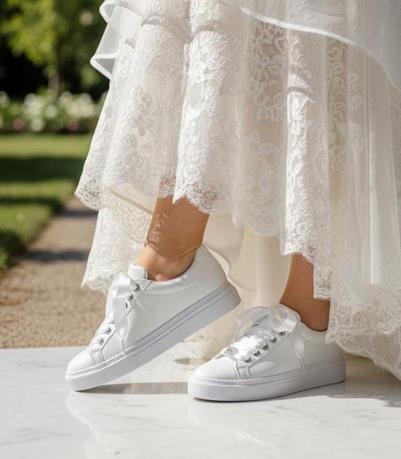 Personalized Bride Sneakers – Made to Order Wedding Trainers, Handmade Bridal Footwear, Unique Comfort Design