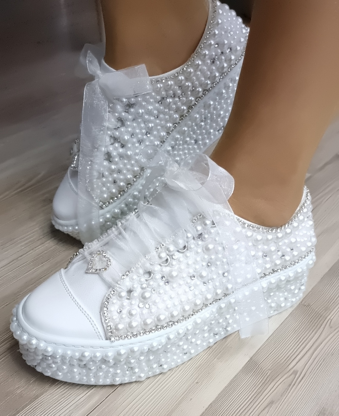 Wedding Shoes Bridal Shoes Wedding Sneakers Bling Shoes image 6